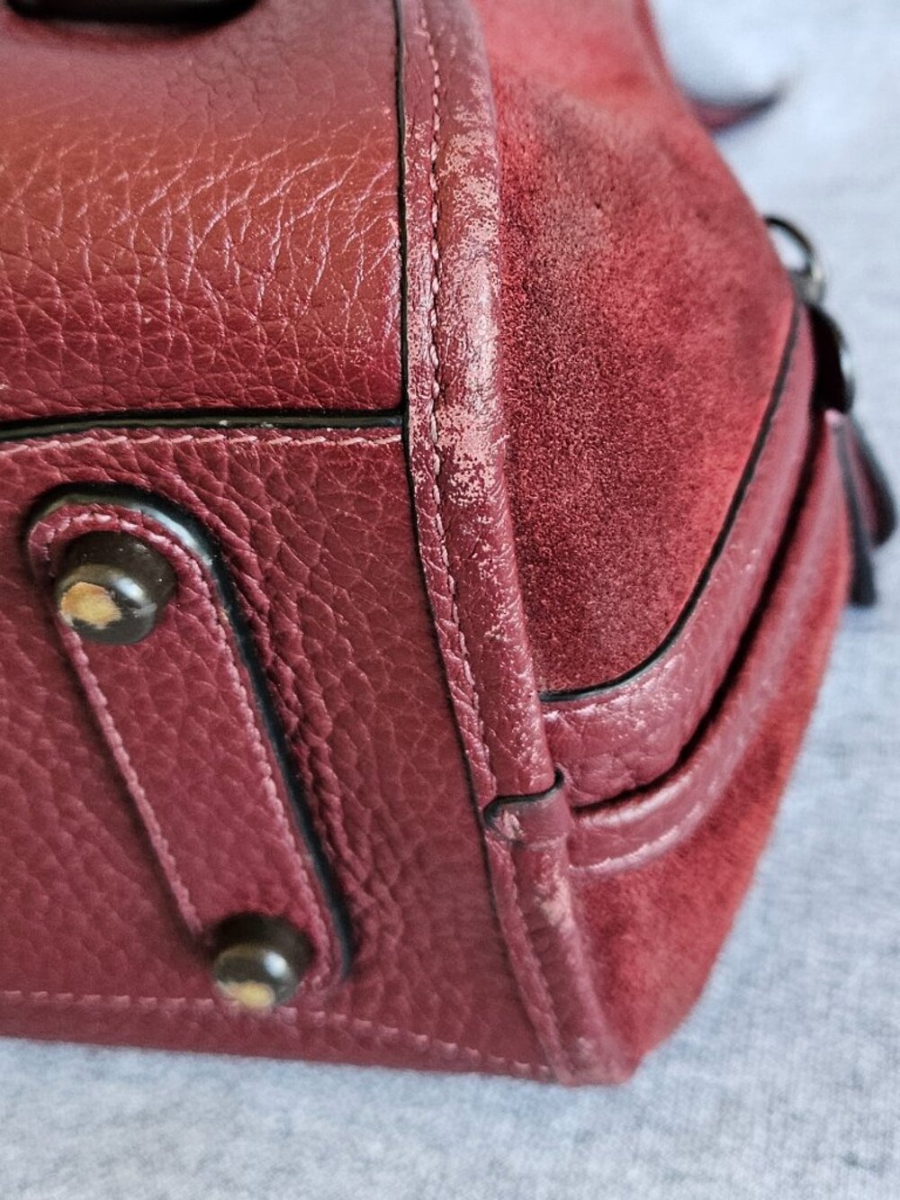 Coach Lori Shoulder Bag C5265 Pebbled Leather And Suede Satchel Hobo Gunmetal - Picture 8 of 16